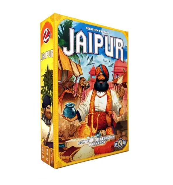 Jaipur kétjátékos kártyajáték doboz, színes piaci témájú illusztrációkkal