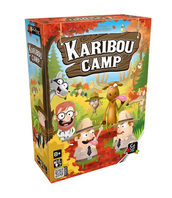 Karibou Camp társasjáték doboz illusztrált erdei figurákkal