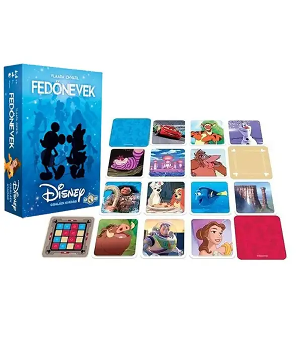 Disney Codenames családi társasjáték doboz karakterkártyákkal és játéktábla lapokkal